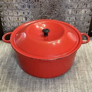 Rare Rosenlew, Finland Large Red Cast Iron Pot With Lid 1958‎